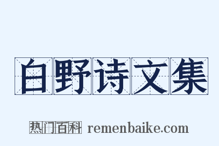 白野诗文集是什么意思的图片